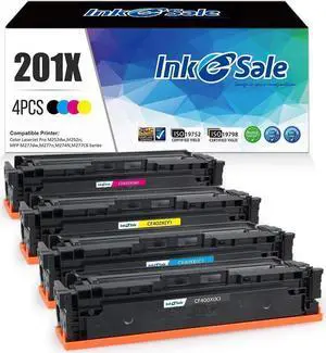 INK E-SALE Replacement for CF400X CF401X CF402X CF403X 201X CF400A Toner Cartridge for use with Color LaserJet Pro MFP M277dw M252dw MFP M277n M252n Printer, 4 Pack
