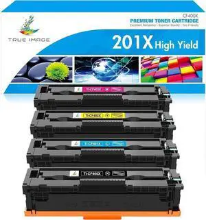 TRUE IMAGE Compatible Toner Cartridge Replacement for 201A 201X CF400X CF400A Color Pro MFP M277dw M252dw M277c6 CF401X CF402X CF403X M252 M277 Printer (Black Cyan Yellow Magenta, 4-Pack)