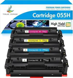 TRUE IMAGE Compatible Toner Cartridge Replacement for 055H 055 High Capacity Color ImageCLASS MF743Cdw MF741Cdw MF746Cdw MF743 Printer Toner with Chip (Black Cyan Magenta Yellow, 4-Pack)