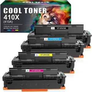 Cool Toner Compatible Toner Cartridge Replacement for 410X 410A CF410A Color Pro MFP M477fnw M477fdw M477fdn M452dn M452dw M452nw M477 M452 Printer Ink (Black Cyan Yellow Magenta, 4-Pack)