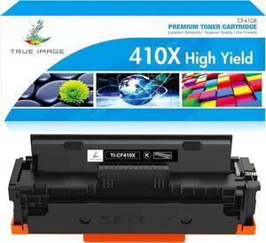 TRUE IMAGE Compatible Toner Cartridge Replacement for 410X CF410X CF410A 410A M477 M452 Color Pro MFP M477fdw M477fnw M452dw M477fdn M452nw M452dn M377dw Printer Ink (Black, 1-Pack)