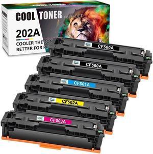 5Pack (1KCMY Set+1Black) CF500A Toner Compatible with 202A Color LaserJetPro MFP M254dw M281fd Printer