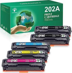 GREENSKY Compatible Toner Cartridges Replacement for 202A CF500A 202X Color Pro MFP M281fdw M281cdw M254dw M281fdn M254dn M254nw M280nw Printer (Black Cyan Yellow Magenta, 5 Packs)