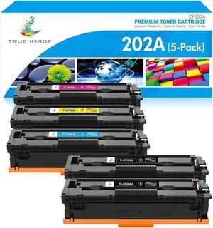 TRUE IMAGE Compatible Toner Cartridge Replacement for 202A CF500A 202X Color Pro MFP M281fdw M281cdw M254dw M281fdn M254dn M254nw M281 M254 Toner Printer Ink (Black Cyan Yellow Magenta, 5-Pack)