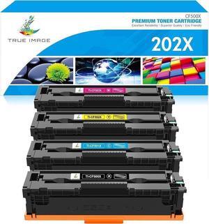TRUE IMAGE Compatible Toner Cartridge Replacement for 202X CF500X CF500A 202A Color Pro MFP M281fdw M281cdw M254dw M281fdn 281fdw M254 M281 Toner Printer (Black Cyan Yellow Magenta, 4-Pack)