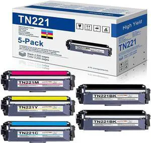 5PK US TN221 TN225 Laser Toner Set For Brother HL-3170CDW HL-3172CDW MFC-9140CDN