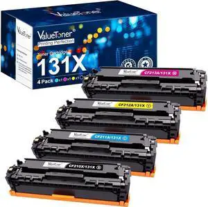 Valuetoner 131X Remanufactured Toner Cartridge Replacement for 131A 131X CF210X for Laserjet Pro 200 Color MFP M276nw M251nw M251n M276n Printer CF211A CF212A CF213A (Black,Cyan,Magenta,Yellow)