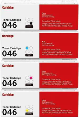 046 046H Compatible Toner Cartridge Replacement for 046 046H CRG-046 (Black Cyan Yellow Magenta) Use for Color ImageCLASS MF733Cdw MF731Cdw MF735Cdw LBP654Cdw MF733 Printer
