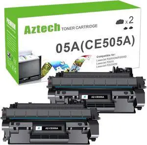Aztech Compatible Toner Cartridge Replacement for CE505A 05A for P2035 P2035N P2055DN 2055DN 2035N P2030 P2050 P2055D P2055X 2055D 2055X Printer (Black 2-Pack)