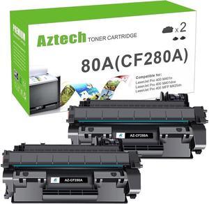 Aztech Compatible Toner Cartridge Replacement for 80A CF280A 80X CF280X for Pro 400 M401A M401D M401N M401DNE MFP M425DN Printer Ink (Black, 2-Pack)