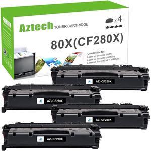 Aztech Compatible Toner Cartridge Replacement for 80X CF280X 80A CF280A for Pro 400 M401A M401D M401N M401DNE MFP M425DN Printer Ink (Black, 4-Pack)