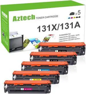 Aztech Compatible Toner Cartridge Replacement for 131A 131X CF210X CF210A CF211A CF212A CF213A (Black Cyan Yellow Magenta, 5-Packs)