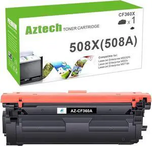 Aztech Compatible Toner Cartridge Replacement for 508X CF360X 508A CF360A M553 for Color Enterprise M553dn M553n M553x MFP M577 M577z M577dn Printer Ink (Black, 1-Pack)