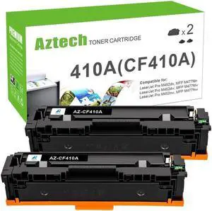 Aztech Compatible Toner Cartridge Replacement for 410A CF410A 410X CF410X Color Pro MFP M477fnw M477fdn M477fdw M452dw M452nw M452dn Toner Cartridges Printer (Black, 2-Pack)