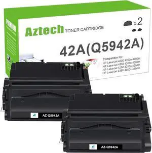 Aztech Compatible Toner Cartridge Replacement for 42A Q5942A 42X Q5942X Q1338A for 4250 4200 4350 4300 4250N 4240 4350N 4250TN 4250DTN 4350DTN 4350TN Printer (Black, 2-Pack)