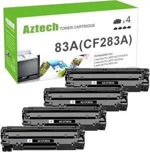 Aztech Compatible Toner Cartridge Replacement for 83A CF283A 83X CF283X Pro MFP M127fw M125nw M201dw M225dw M225dn M127fn M201n M125a Toner Ink (Black, 4-Pack)