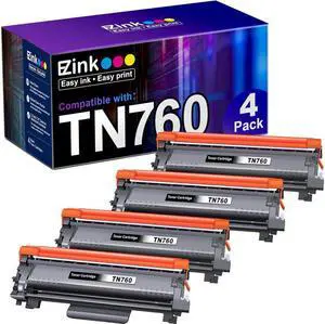 E-Z Ink (TM Compatible Toner Cartridge Replacement for Brother TN760 TN-760 TN730 to Use with HL-L2350DW HL-L2395DW HL-L2390DW HL-L2370DW MFC-L2750DW MFC-L2710DW DCP-L2550DW (Black,4 Pack)