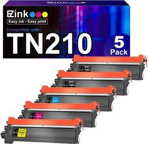 E-Z Ink (TM Compatible Toner Cartridge Replacement for Brother TN210 TN-210 to use with HL-3040CN HL-3070CW HL-3075CW DCP-9010CN MFC-9010CN MFC-9320CW (2 Black, 1 Cyan, 1 Magenta, 1 Yellow) 5 Pack