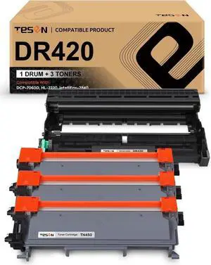 TN450+DR420 TESEN Compatible Toner and Drum Cartridge Replacement for Brother TN450 DR420 Use for HL-2270DW HL-2240 HL-2280DW MFC-7360N DCP-7065DN MFC-7240 IntelliFax-2840 High Yield (1 Drum+3 Toners)