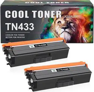 TN433BK TN433 Black TN-433BK Toner Cartridge Replacement for Brother TN433BK TN433 TN431BK TN-433 for MFC-L8900Cdw HL-L8360Cdw HL-L8260Cdw HL-L8360Cdwt 8900Cdw 8360Cdw Printer (Black, 2-Pack)