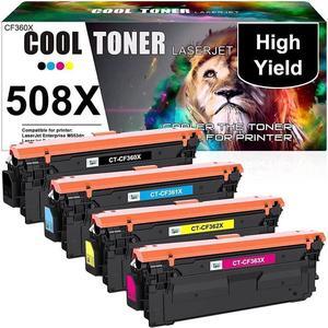 CF360X 508X Compatible Cool Toner Cartridge Work with Color Enterprise M553dn M553 M577 CF361X CF362X CF363X Printer Ink (Black Cyan Yellow Magenta 4-Pack)