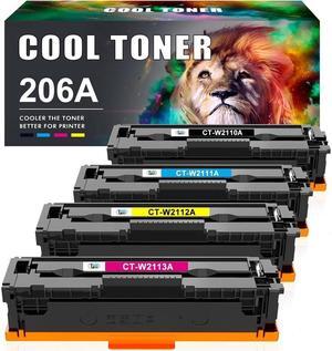 Cool Toner Compatible Toner Cartridge Replacement for 206A 206X W2110A W2111A W2112A W2113A Color Laserjet Pro M255dw MFP M283fdw M283cdw M283 M255 Printer Ink (Black Cyan Yellow Magenta, 4-Pack)