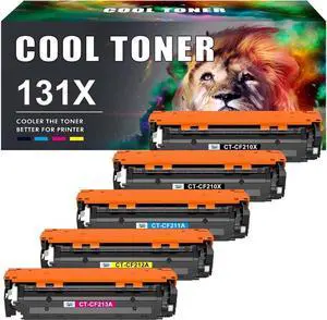 Cool Toner Compatible 131A Toner Cartridge Replacement for 131X Pro 200 Color M251nw MFP M276nw M276n M251n CF210X CF210A CF211A CF212A CF213A Printer (Black Cyan Yellow Magenta, 5-Pack)