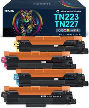 TESEN TN227 TN223 Remanufactured Toner Cartridge Replacement for Brother TN227 TN223BK for Brother HL-L3210CW HL-L3290CDW HL-L3230CDW L3270CDW MFC-L3750CDW MFC-L3770CDW L3710CW TN227BK/C/M/Y- 4 Colors