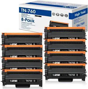 8x Toner Replacement for Brother TN760 MFC-L2750DW L2710DW DCP-L2550DW Printer
