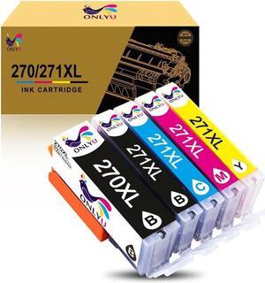 5PK PGI-270XL CLI-271XL Ink Cartridge Compatible for TS5020 TS6020 TS8020 TS9020 (PGI-270XL Black/ CLI-271XL Black,Cyan,Magenta,Yellow)
