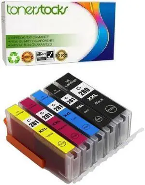 Tonerstocks Compatible PGI-280XXL CLI-281XXL 280XL 281XL 280 281 Ink Cartridges, Use with TR7520 TR8520 TS6120 TS6220 TS8120 TS8220 TS9120 TS9520 TS9521C TS702 Printer (5 Pack)