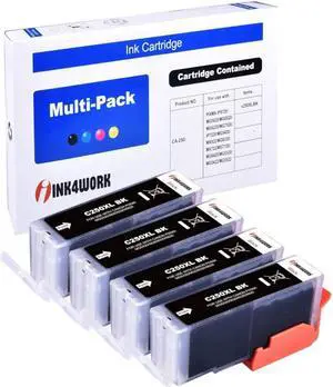 INK4WORK 4 Pack PGI-250XL PGI250 XL Compatible Ink Cartridge Replacement for IP7220 MG5420 MG6320 MX722 MX922 (Big Black)