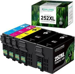 Ink Cartridge Replacement For 252 252Xl T252 T252Xl For Workforce Wf-7210 Wf-7720 Wf-7710 Wf-3640 Wf-3620 Wf-7620 Wf-7110 (2 Black 1 Cyan 1 Magenta 1 Yellow, 5-..