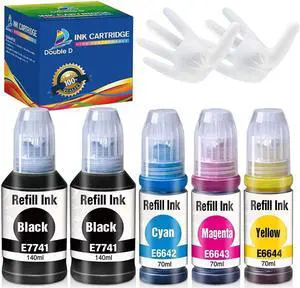 Double D Compatible Refill Ink Bottle Replacement for 774 664 T774 T664 High Yield for ET-2650 ET-2550 ET-16500 ET-4500 ET-4550 ET-3600 ET-2600 ET-4550 (2Black, Cyan, Magenta, Yellow, 5Pack)