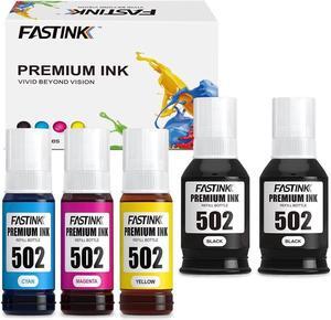 FASTINK Compatible T502 502 Ink Bottle Refill Replacement for Ecotank ET-4760 ET-2760 ET-3760 ET-2750 ET-3750 ET-3710 ET-3700 ET-2700 ET-4750 ET-15000 Printer (Black,Cyan,Magenta,Yellow),5-Pack