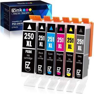 E-Z Ink (TM) Compatible Ink Cartridge Replacement for PGI-250XL PGI 250 XL CLI-251XL CLI 251 XL to use with IP8720 (1 Large Black, 1 Cyan, 1 Magenta, 1 Yellow, 1 Small Black,1 Gray) 6 pack