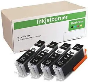 Inkjetcorner Compatible Ink Cartridges Replacement for PGI-250XL PGI-250BK for use with MG5620 MG6620 MG5420 MG6420 MX920 MX922 IP7220 iX6820 MG5520 MG5522 (Big Black, 4-Pack)