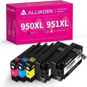 ALLWORK New Chip 950XL 951XL Compatible Ink Cartridges Replacement for 950XL 951XL High Yield Ink Works with Officejet Pro 8100 8600 Plus 8610 8615 8620 8625 8630 8640 8660 251dw 276dw 5(2KCMY)