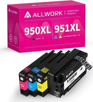 ALLWORK ( Newest Chip Compatible Ink Cartridge Replacement for 950 951 950XL 951XL Combo Works with OfficeJet Pro 8610 8600 8620 8630 8100 8625 8615 8660 8640 251DW 276DW 271DW (4-Pack)