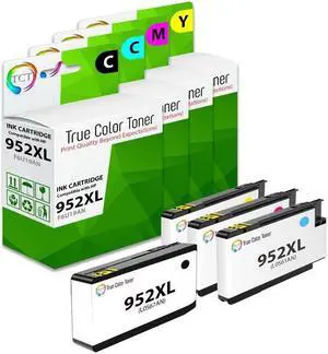 TCT Compatible Ink Cartridge Replacement for the 952XL Series - 4 Pack (B, C, M, Y)