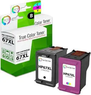 TCT Compatible High Yield Ink Cartridge Replacement for the 67XL Series - 2 Pack (1 BK, 1 CL)