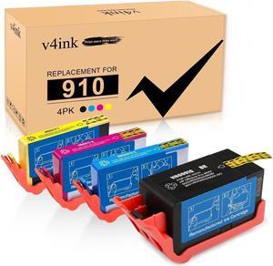 v4ink 910 Remanufactured Ink Cartridge Replacement for 910 XL Compatible with OfficeJet Pro 8010 8015 8018 8020 8022 8024 8025 8025e 8028 8028e 8031 8035 8035e 4 Pack (Black,Cyan,Magenta,Yellow)