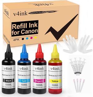 v4ink Refill Ink Kit Replacement for PG-275 PGI-250 PGI-270 PGI-280 PG-240 PG-245 PG-260 PG 240XL 245XL 260XL PGI-280XXL CLI-281XXL Series Inkjet Cartridge-4 Bottles (Black Cyan Magenta Yellow)