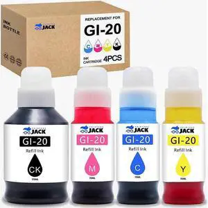 Printers Jack Compatible GI-20 GI20 Refill Ink Bottles Kit  G5020 G6020 G7020 MegaTank Printers