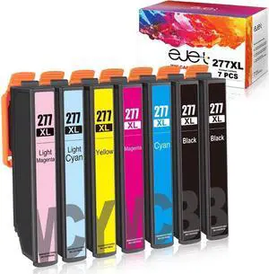 ejet Remanufactured Ink Cartridge Replacement  277XL 277 T277XL to use with XP-960 XP-970 XP-850 XP-860 XP-950 Printer(2 Black, 1 Cyan, 1 Magenta, 1 Yellow,1 Light Cyan,1 Light Magenta)7 Pack