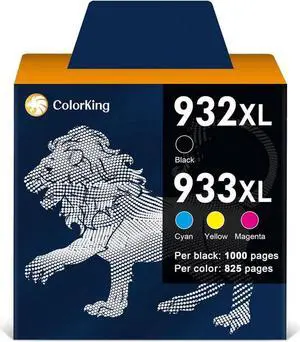 ColorKing Compatible Ink Cartridge Replacement  932XL 933XL 932 XL 933 XL  OfficeJet 6600 6700 6100 7110 7612 7510 7610 7620 Printer (Black, Cyan, Yellow, Magenta, 4 Combo Pack)
