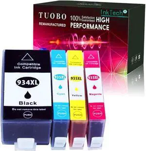 Tuobo Compatible Ink Cartridge Replacement for 934 XL 935 XL 934XL 935XL to use with Officejet 6230 6830 6815 6812 6835 6820 Printer (1 Set)