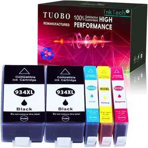 Tuobo Compatible Ink Cartridge Replacement for 934 XL 935 XL 934XL 935XL to use with Officejet 6230 6830 6815 6812 6835 6820 Printer (1 Set+1BK)