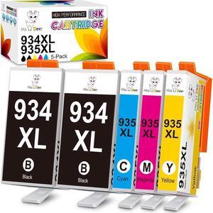 MS Deer Compatible 934 and 935 XL Ink Cartridges Replacement  934XL 935XL Work with Officejet Pro 6830 6230 6815 6835 6812 6820 6220 6825 6836 Printer (2 Black 1 Cyan 1 Magenta 1 Yellow) 5-Pack