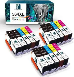 15pk for 564 XL Ink Cartridges Set Pack PhotoSmart Plus B209c D7500 Printer